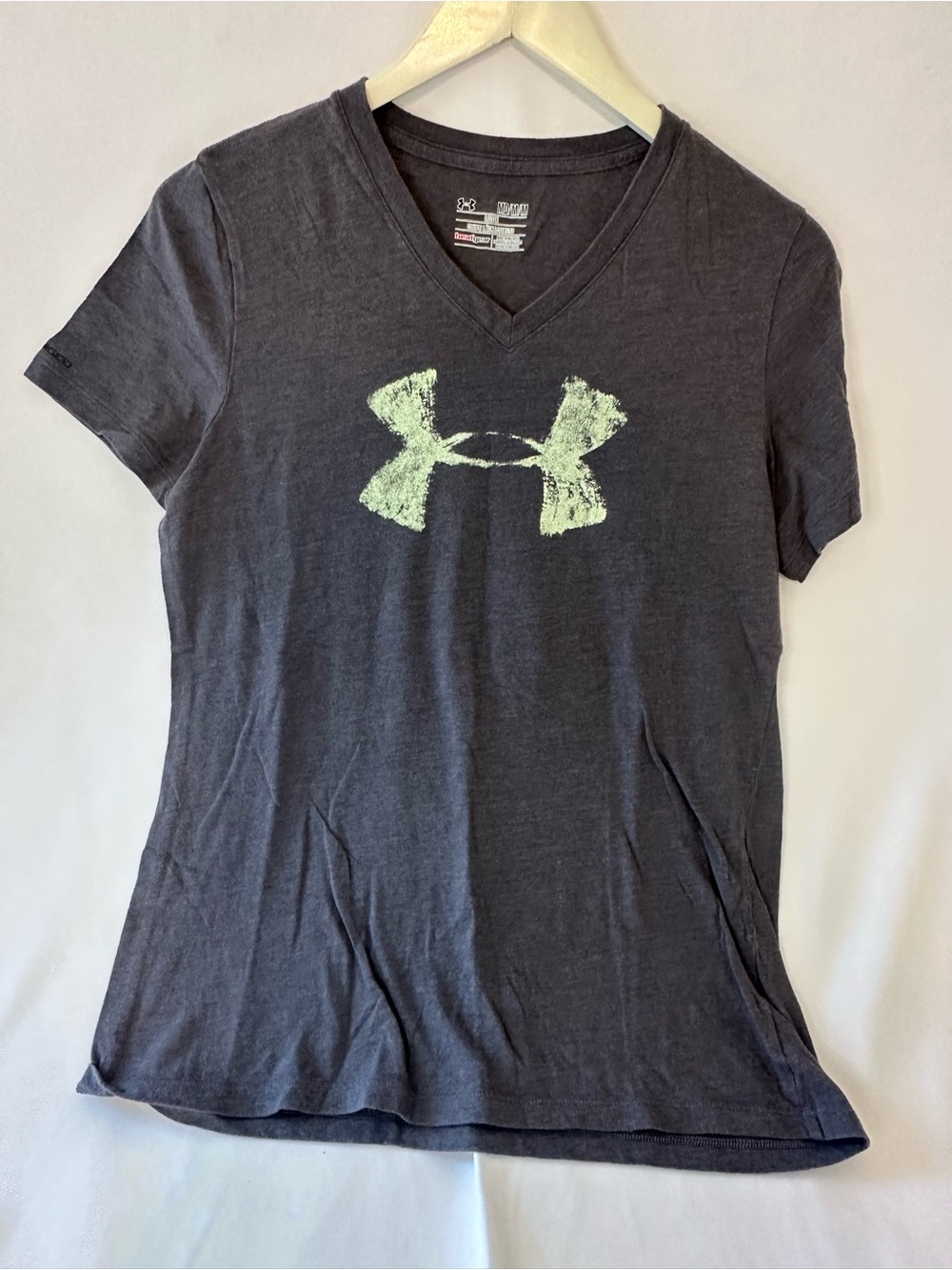 Under Armour Women's Charcoal V-Neck Tee with Lime Logo